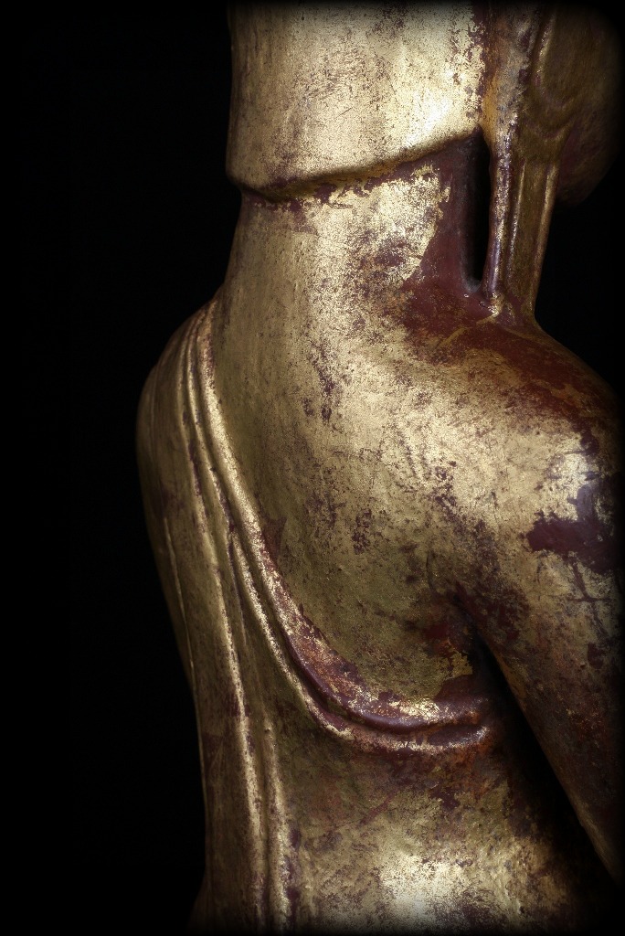 Extremely Rare 19C Wood Burma Madalay Buddha #A038